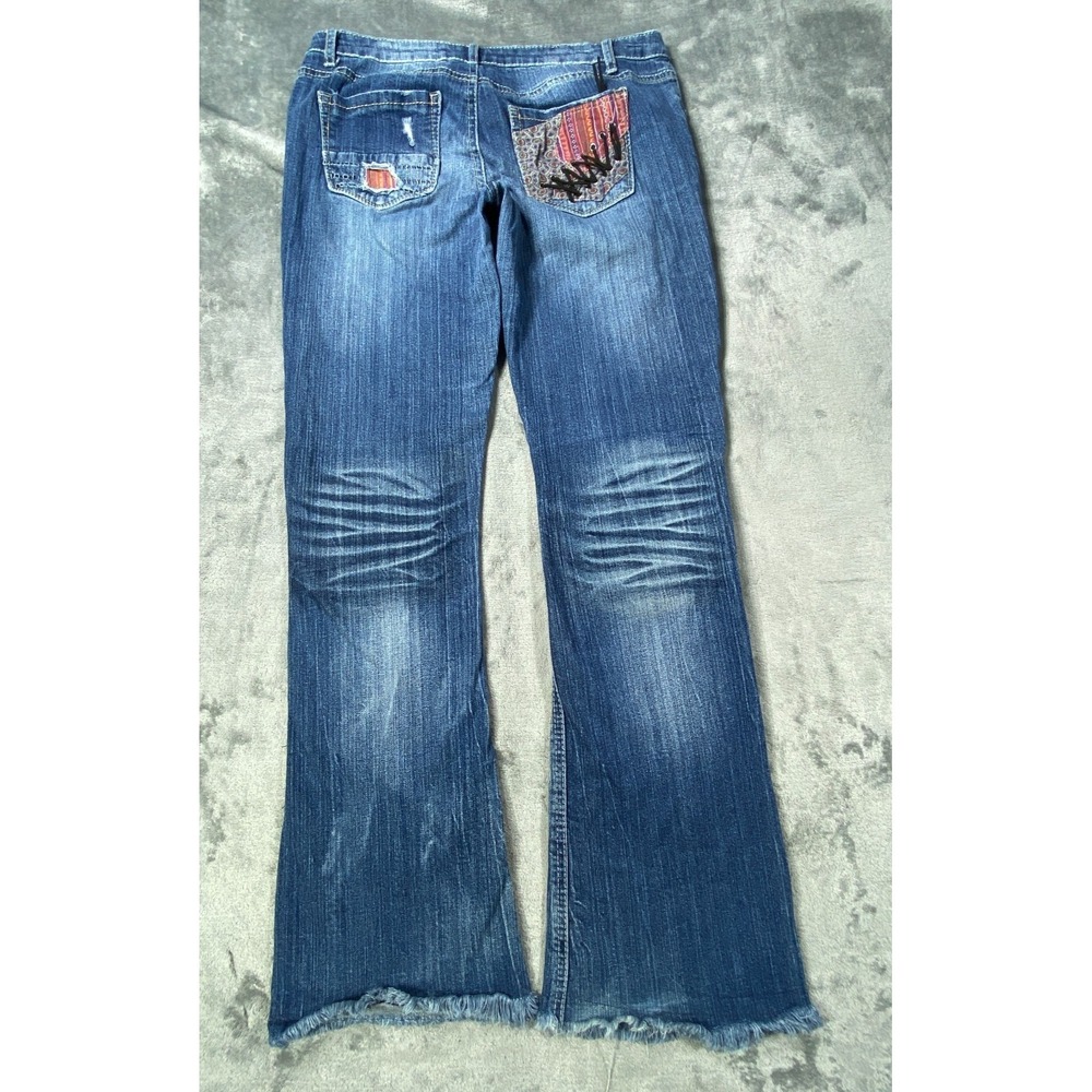 Hippie Laundry Jeans Womens 9 Blue Patchwork Y2K Boho‎ Festival Bootcut Distress - Picture 9 of 10